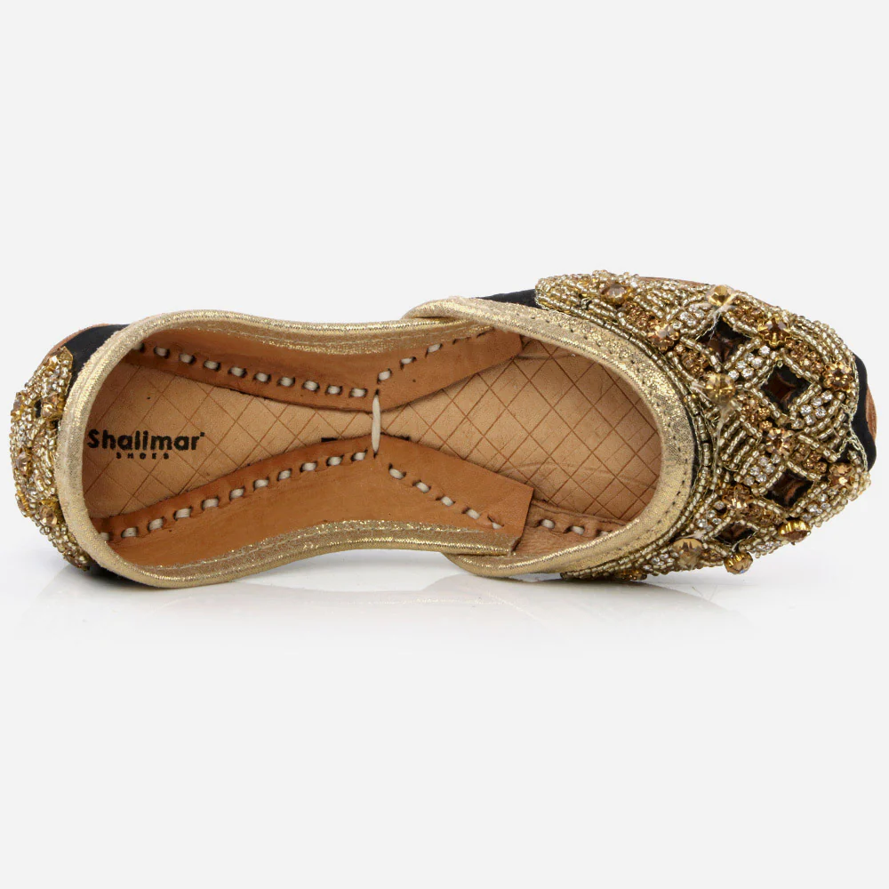 Shalimar Baby Infants Crystals Diamantes Traditional Indian Handmade Leather Khussa Jutti Mojari Children Pumps Shoes Size 1-13 UK Child - Image 4
