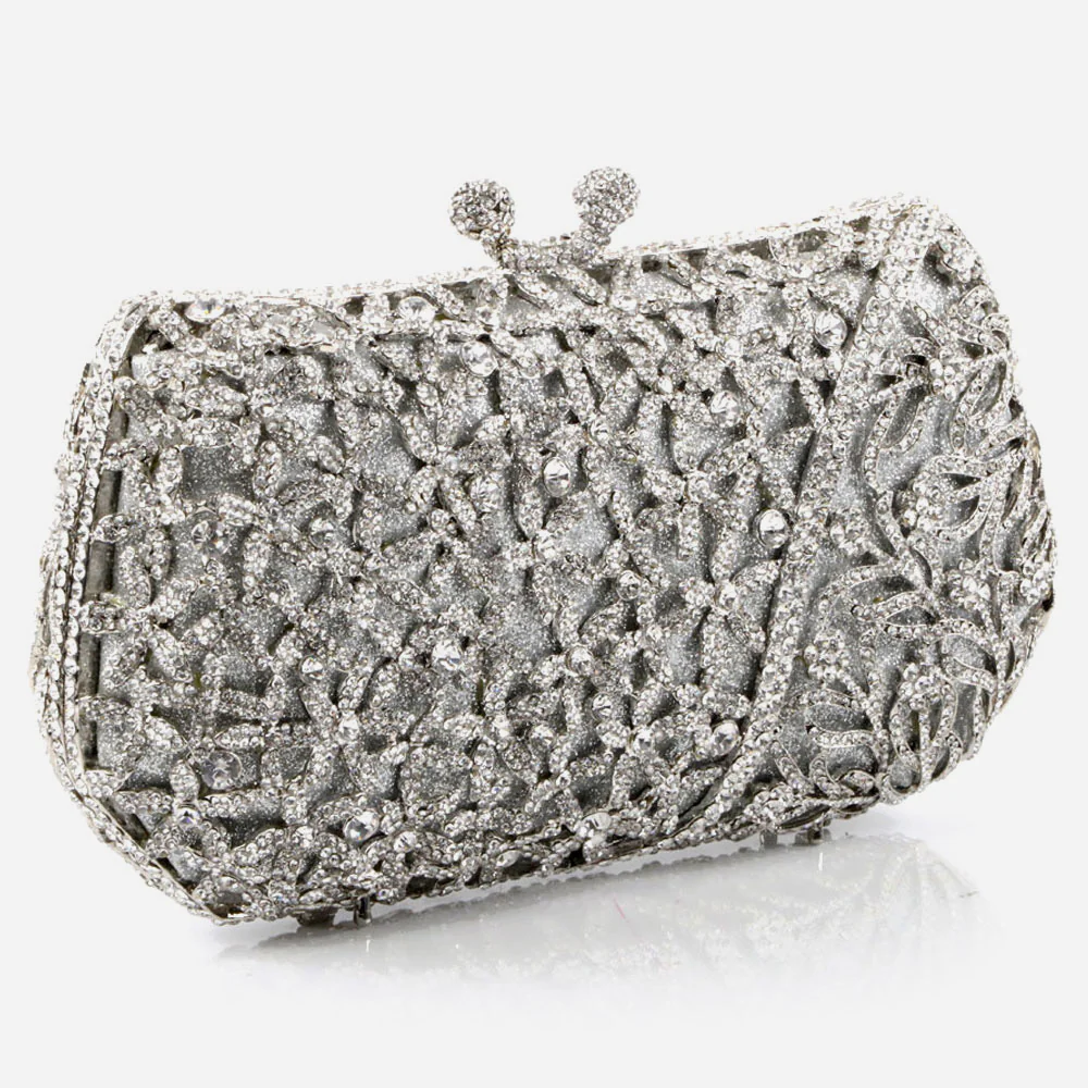 Shalimar Womens Ladies Crystal Embellished Wedding Party Prom Evening Clutch Bridal Handbag Party Purse