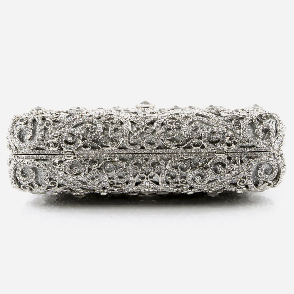 Shalimar Womens Ladies Delicated Shimmery Crystals Wedding Party Prom Evening Clutch Bridal Handbag Party Purse - Image 2