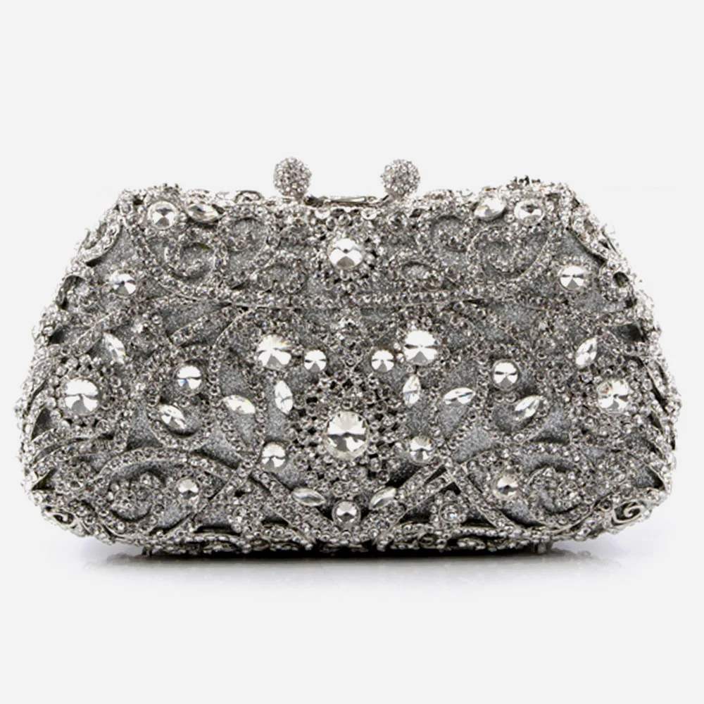 Shalimar Womens Ladies Delicated Shimmery Crystals Wedding Party Prom Evening Clutch Bridal Handbag Party Purse - Image 3
