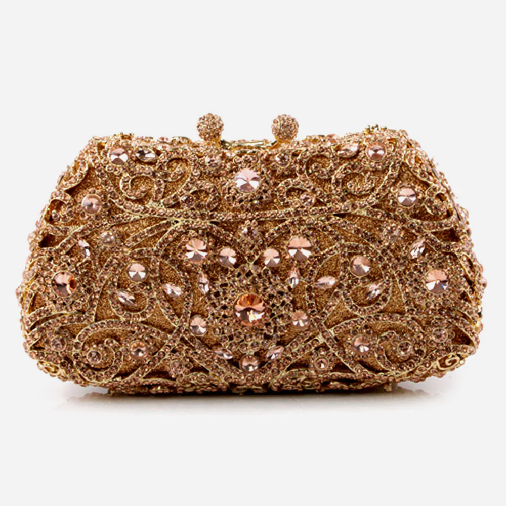 Shalimar Womens Ladies Delicated Shimmery Crystals Wedding Party Prom Evening Clutch Bridal Handbag Party Purse - Image 3