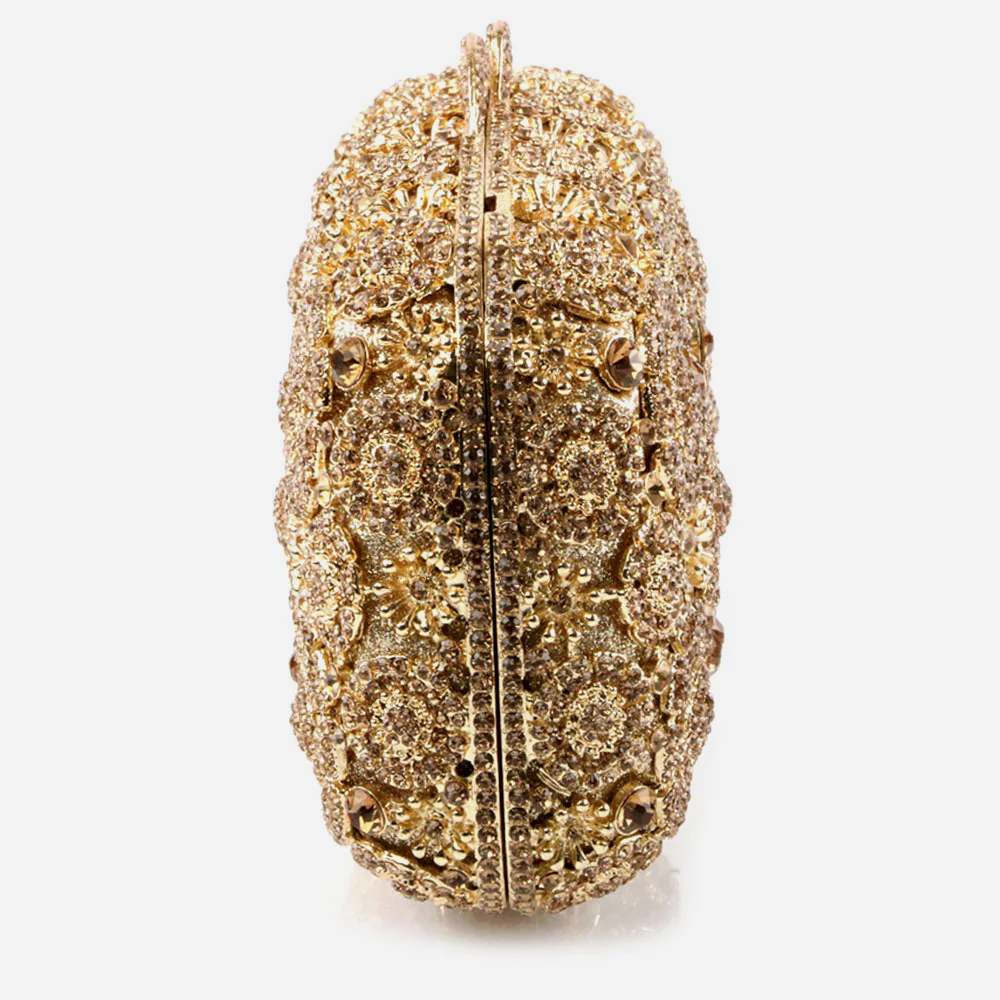 Shalimar Womens Ladies Floral Designed Shimmery Crystals Wedding Party Prom Evening Clutch Bridal Handbag Party Purse - Image 4