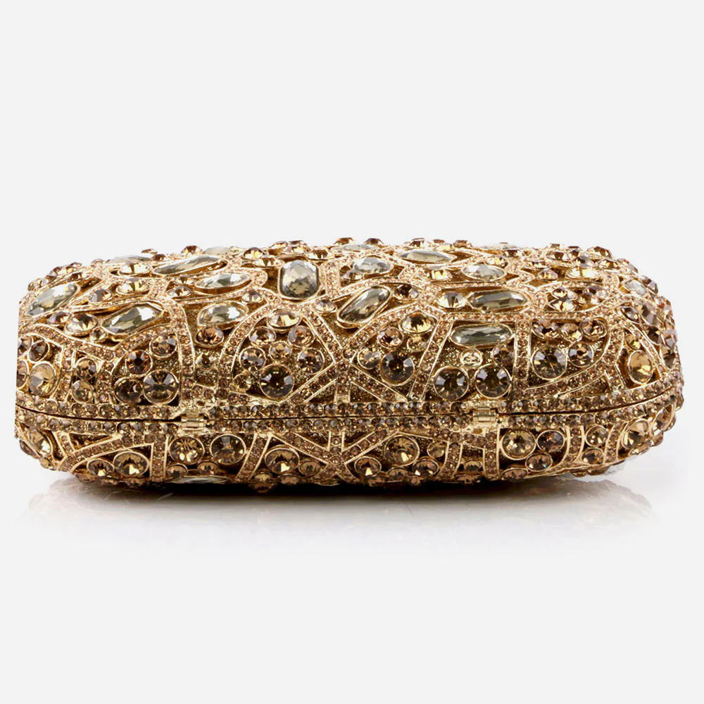 Shalimar Womens Ladies Hard Case Crystals Decorated Wedding Party Prom Evening Clutch Bridal Handbag Party Purse - Image 2