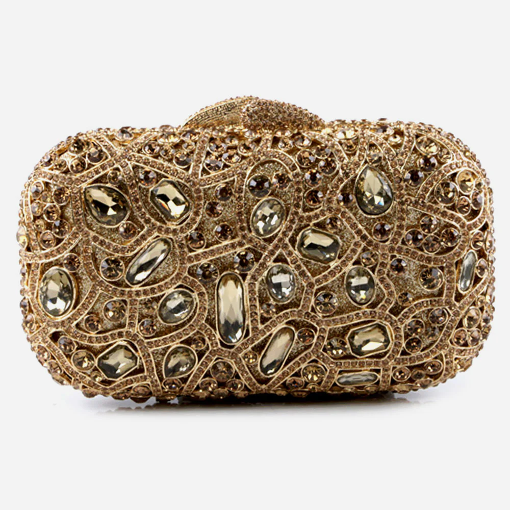 Shalimar Womens Ladies Hard Case Crystals Decorated Wedding Party Prom Evening Clutch Bridal Handbag Party Purse - Image 3