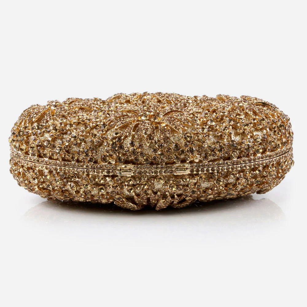 Shalimar Womens Ladies Oval Shapped Shimmery Crystals Wedding Party Prom Evening Clutch Bridal Handbag Party Purse - Image 2