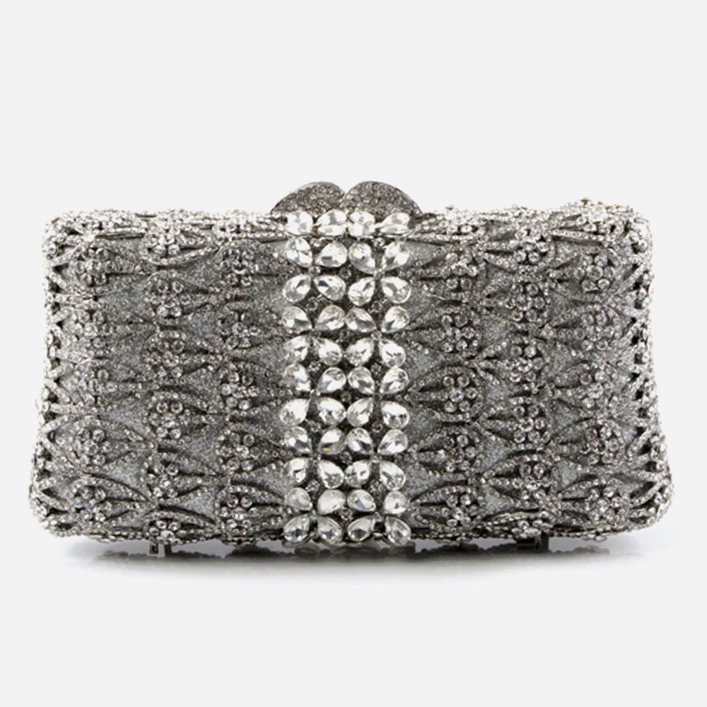 Shalimar Womens Ladies Rhinestone Sparkle Diamante Hard Case Clutch Bridal Prom Evening Handbag Party Purse - Image 3