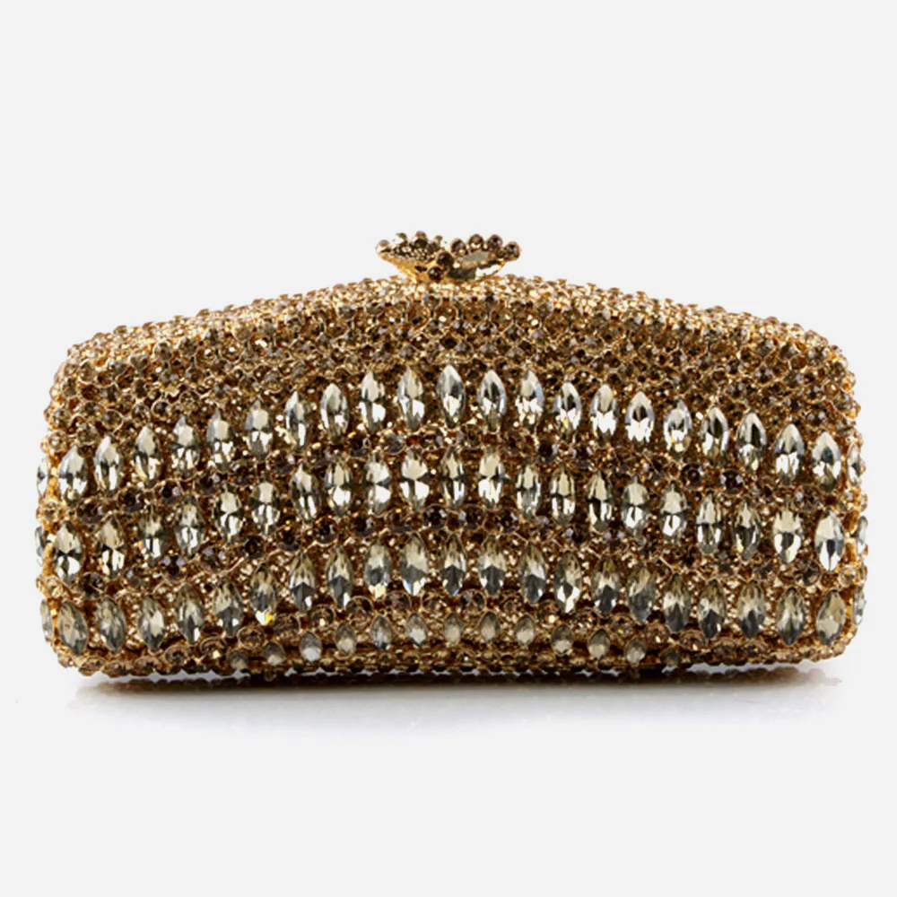 Shalimar Womens Ladies Stylish Shimmery Crystals Wedding Party Prom Evening Clutch Bridal Handbag Party Purse - Image 3