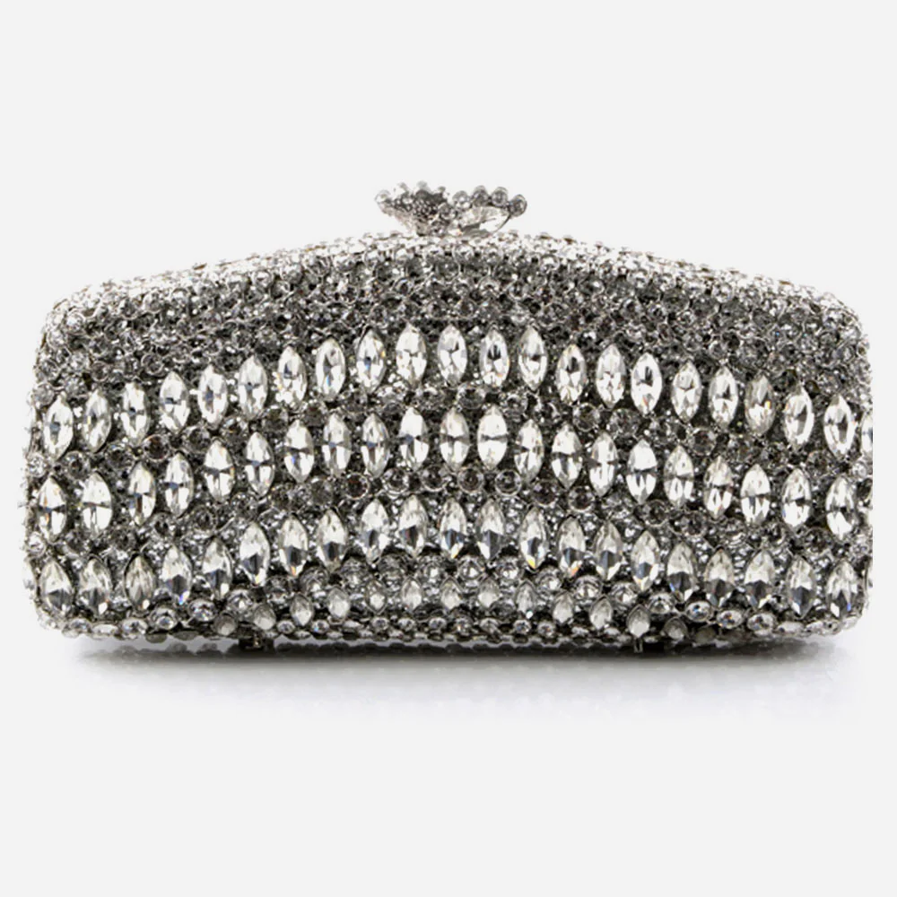 Shalimar Womens Ladies Stylish Shimmery Crystals Wedding Party Prom Evening Clutch Bridal Handbag Party Purse - Image 3