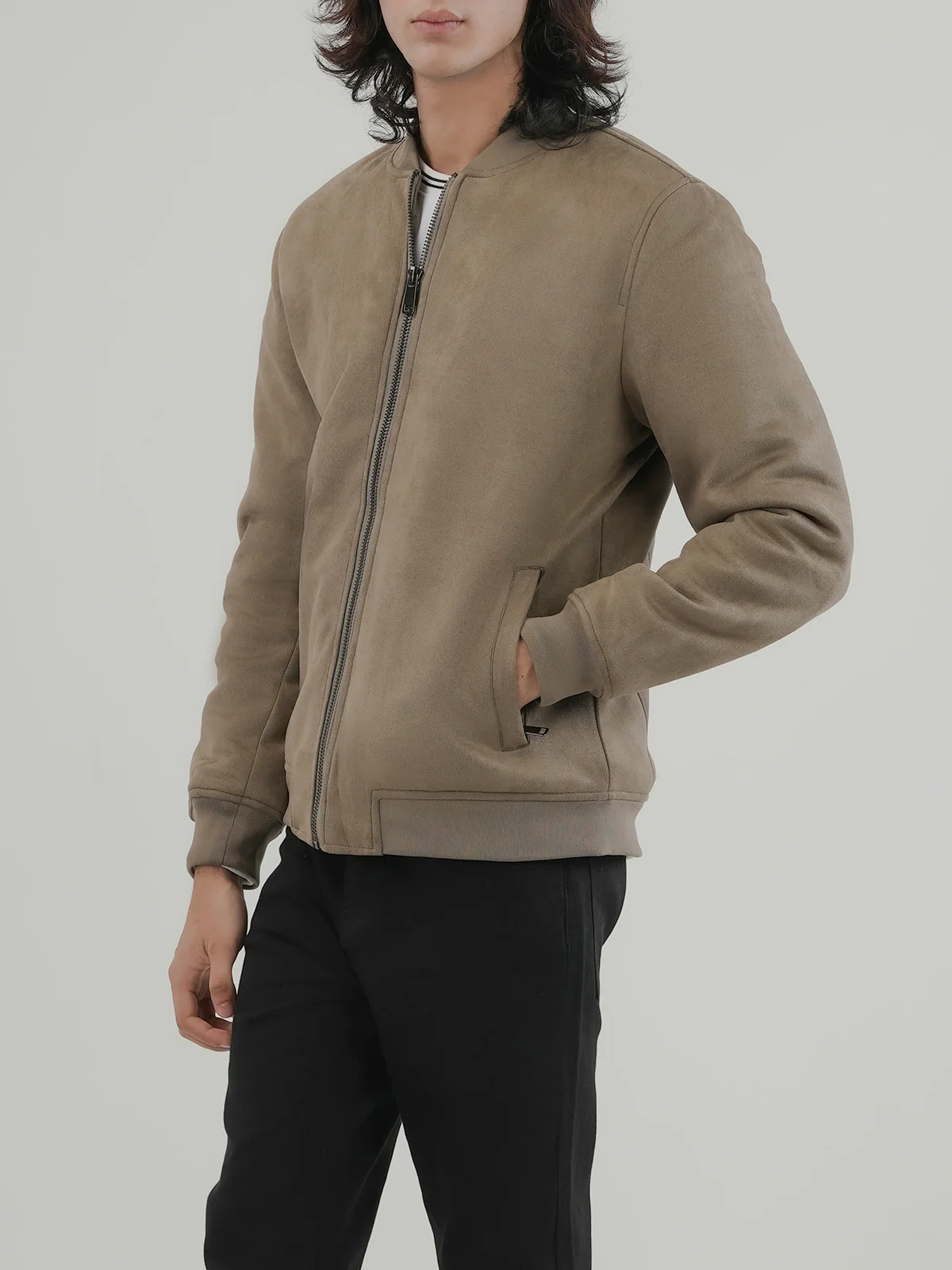 "TEOFILA" Suede Regular Fit Jacket - Image 3