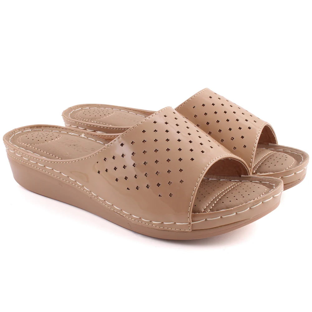 Women “ABALINA” Open Toe Wedge Slide Comfort Slippers - Image 2