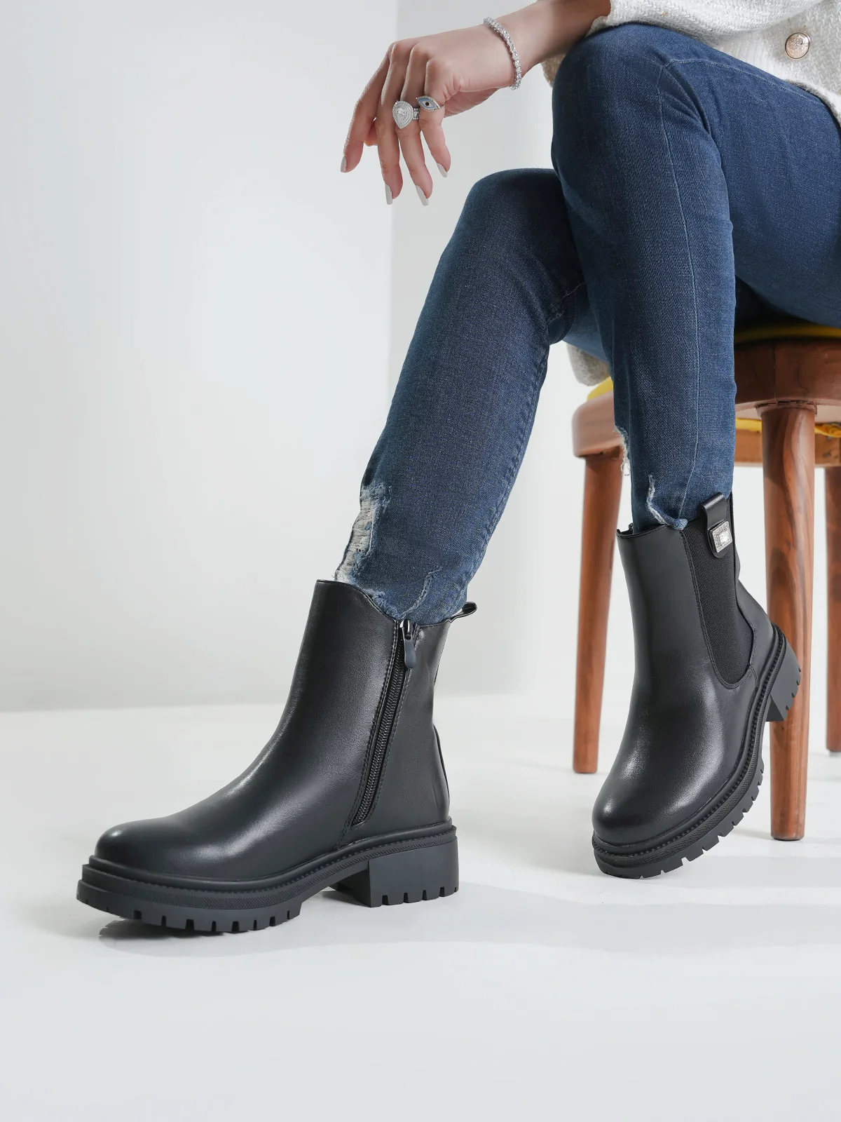 Women "ADWOA" High Ankle Design Boots