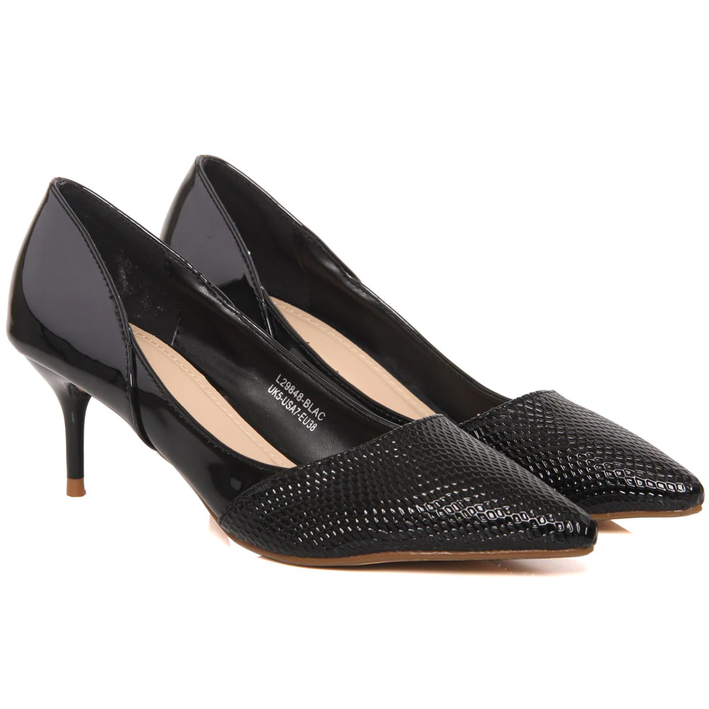 Women “ALAIR” Textured Pointy Toe Slip On Kitten Heels Shoes - Image 2