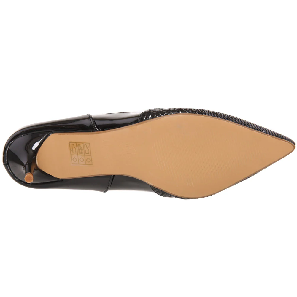 Women “ALAIR” Textured Pointy Toe Slip On Kitten Heels Shoes - Image 5