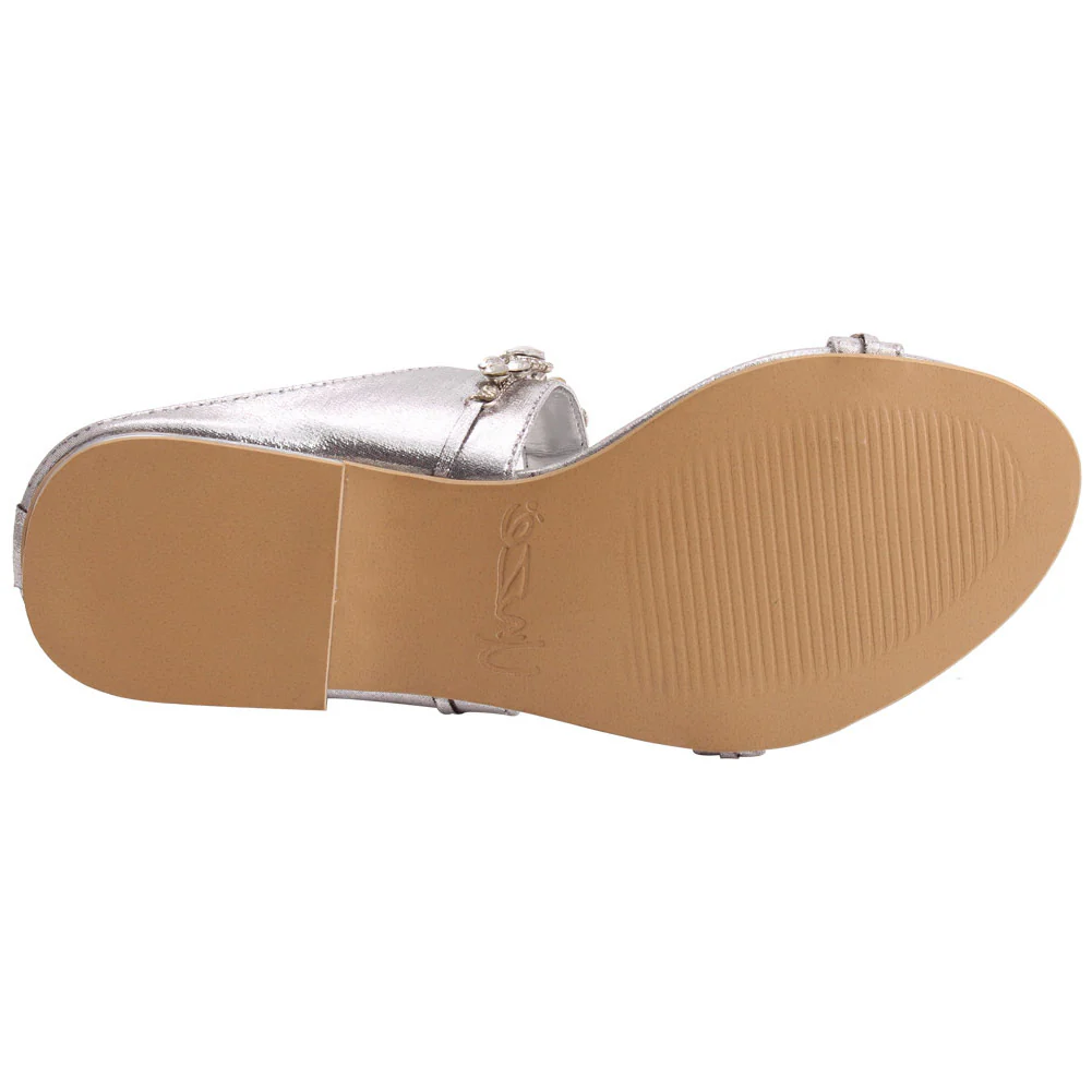 Women "ALISA" Dual Strap Diamante Embellished Flat Evening Slippers - Image 5