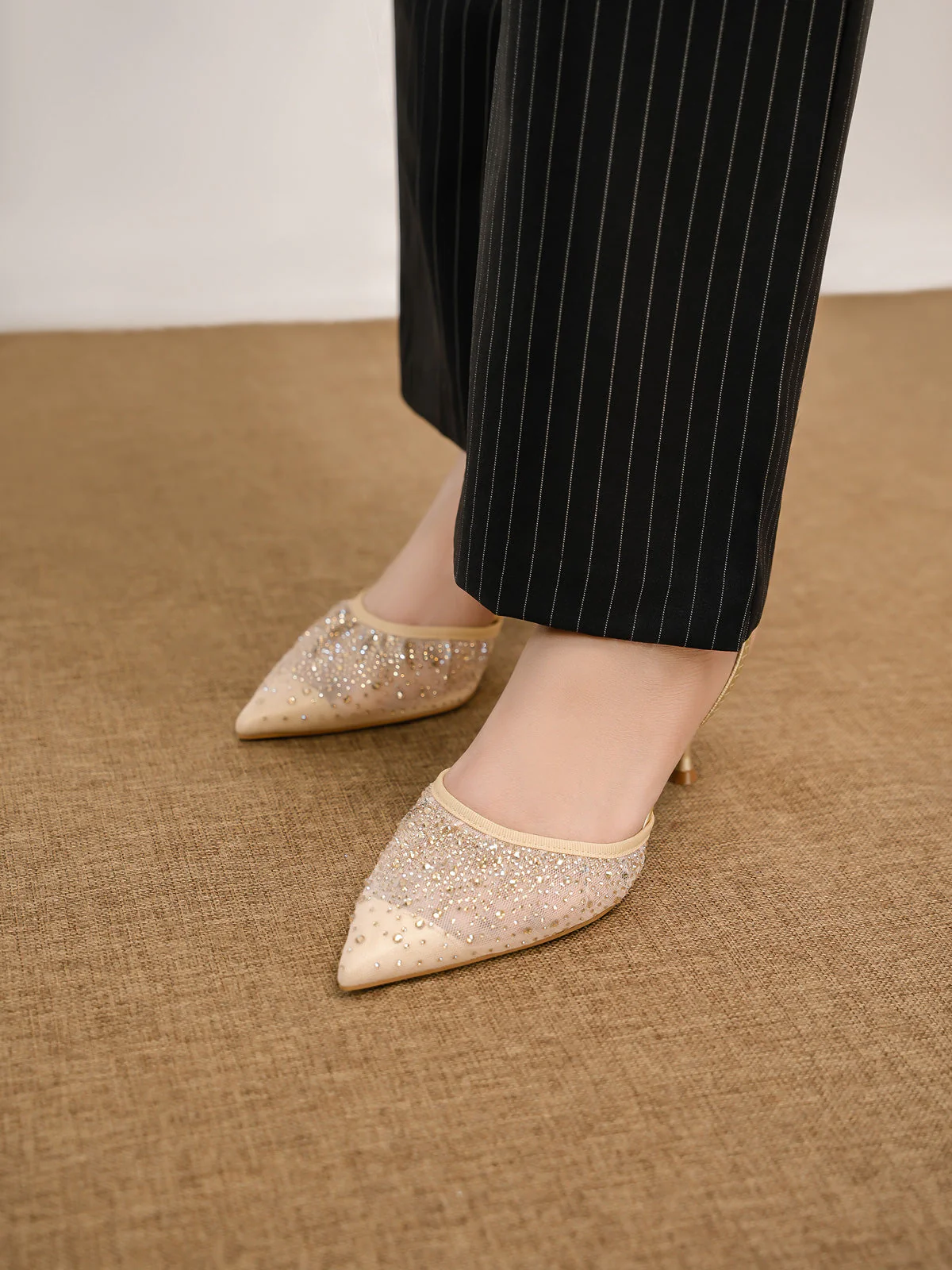 Women "ANSTICE" Shimmery Net Evening Sandals - Image 3