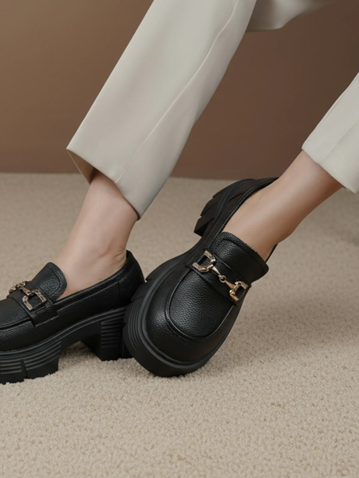 Women "ARNULF" Classic Metallic Buckle Loafers - Image 3