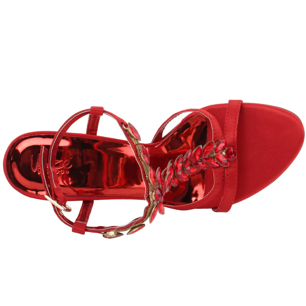 Women “CADY” T Design Crystal Encrusted Buckle Ankle Strap Platform Stiletto Heel Sandals - Image 4