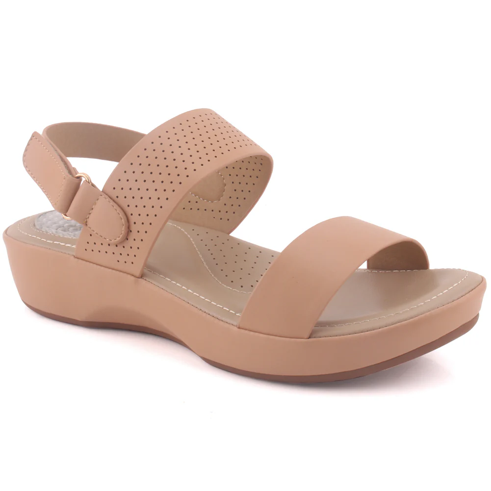 Women "COLETTE" Dual Strap Velcro Closure Wedge Sandals