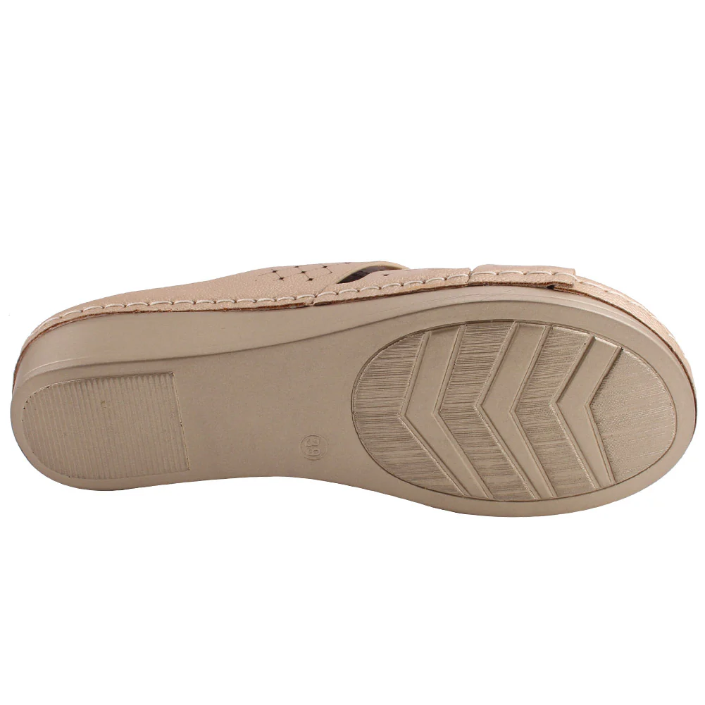 Women “DARLENE” Criss-Cross Strap Perforated Comfort Wedge Slippers - Image 5