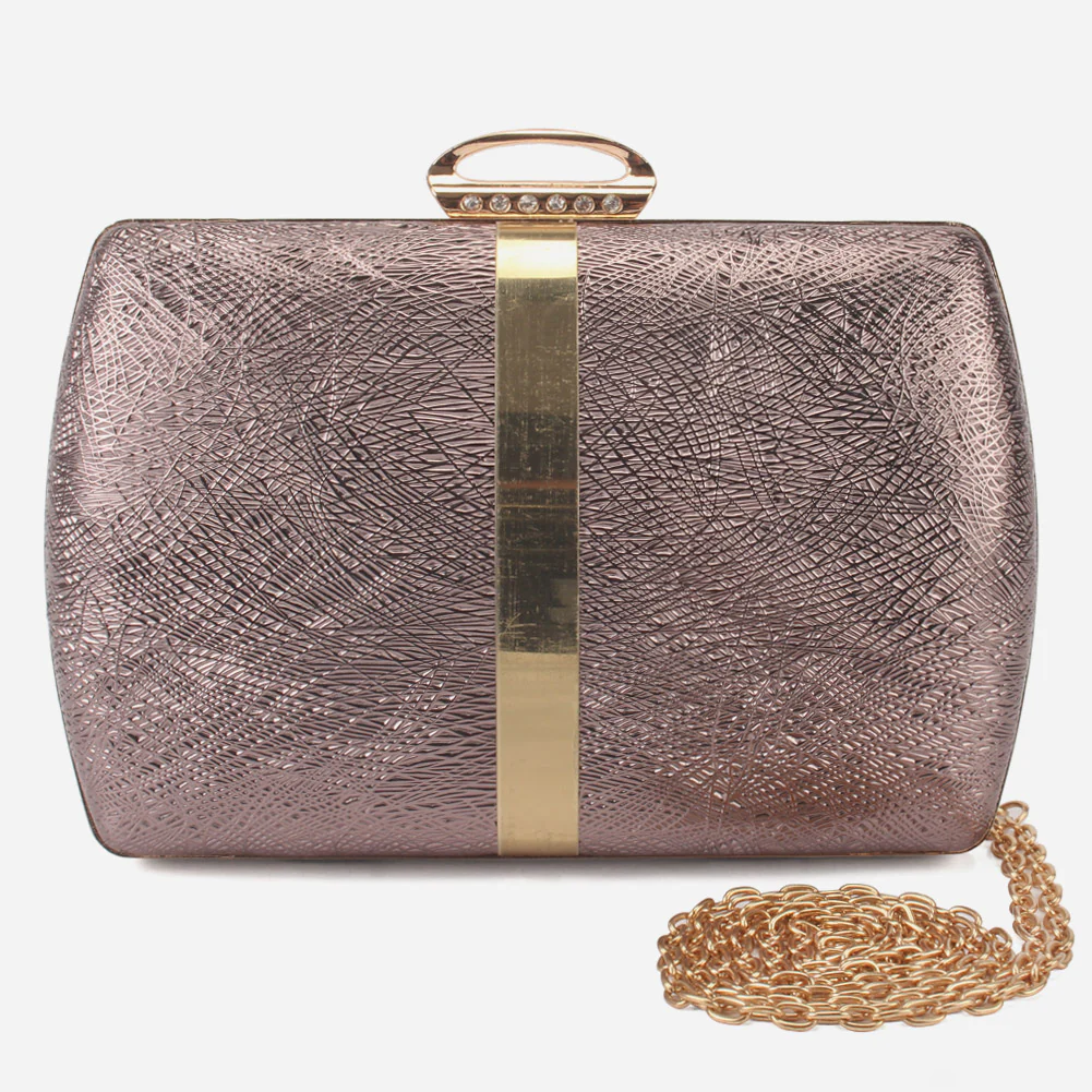 Women "DEBBY" Synthetic Golden Buckle With Shoulder Chain Clutch