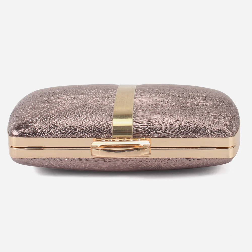Women "DEBBY" Synthetic Golden Buckle With Shoulder Chain Clutch - Image 3