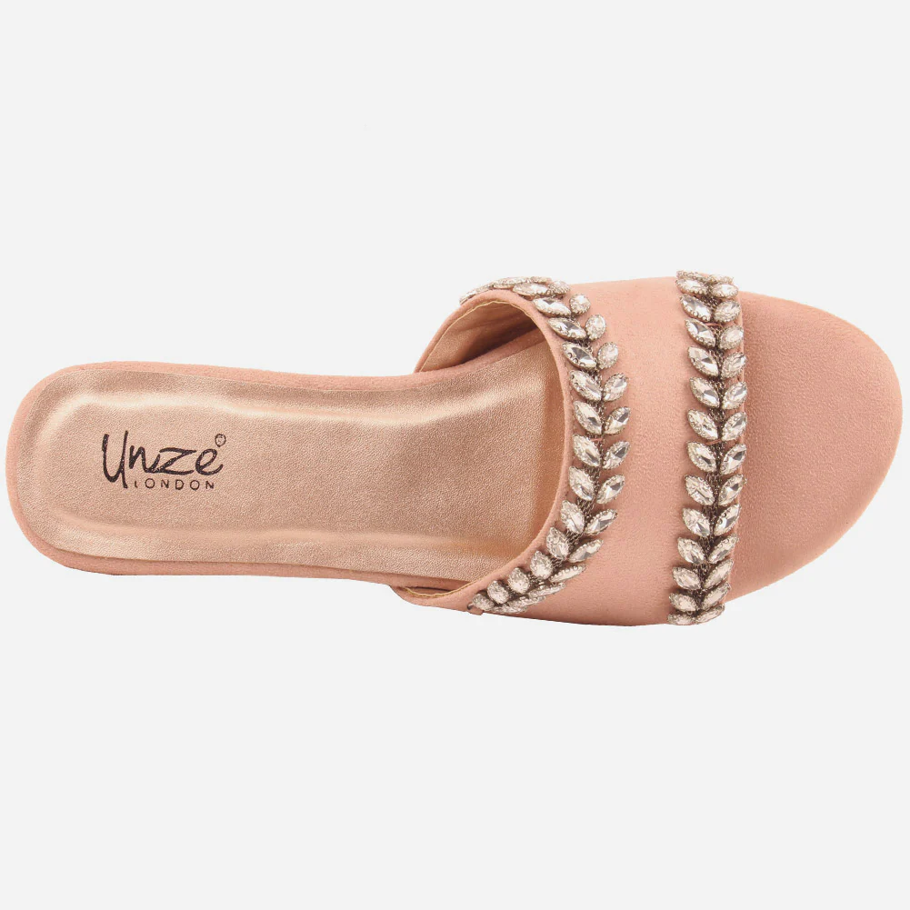 Women" DELLA" Diamante Low Heel Slippers - Image 4