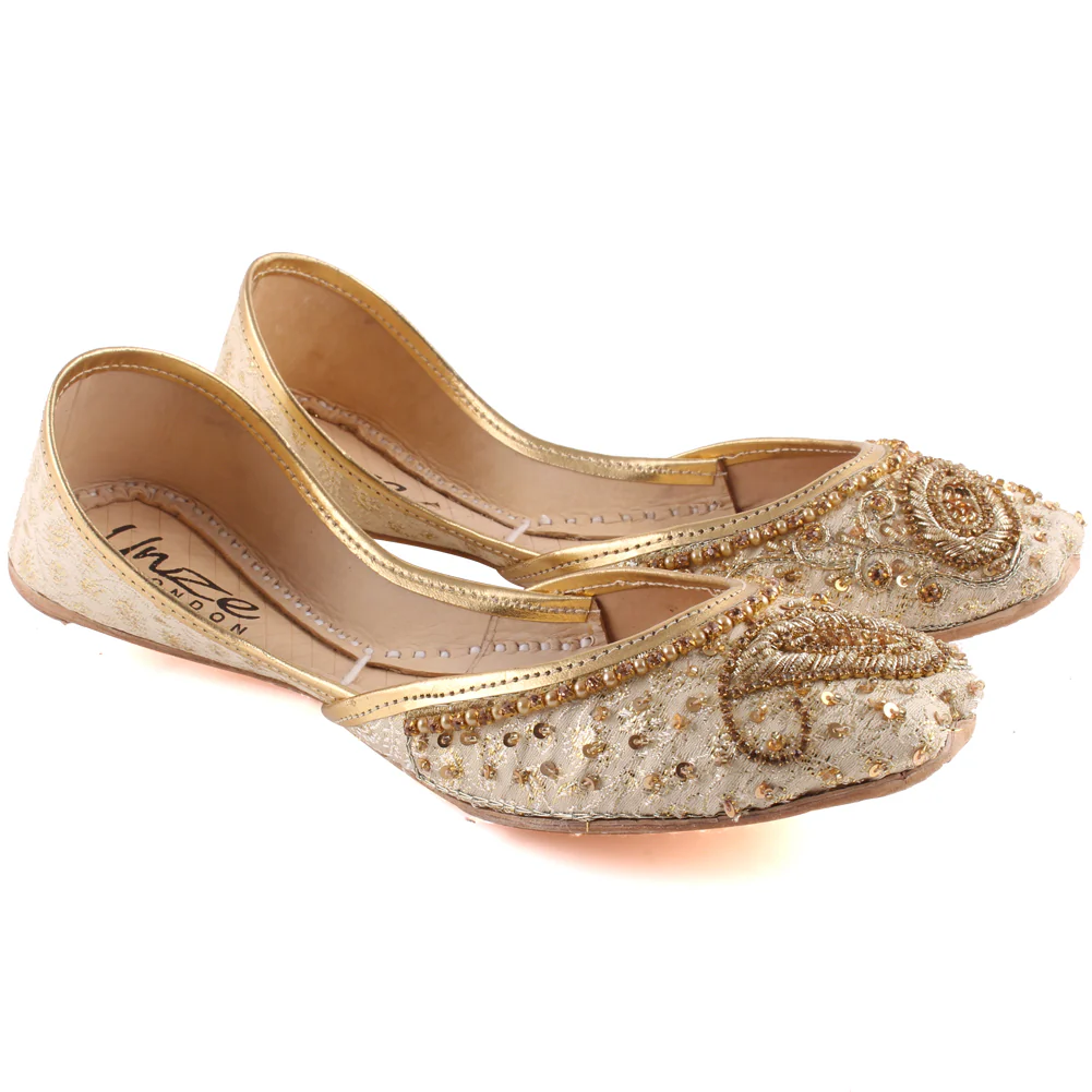 Women “ECRU” Indian Beaded Sequins Tila Flat Khusa - Image 2