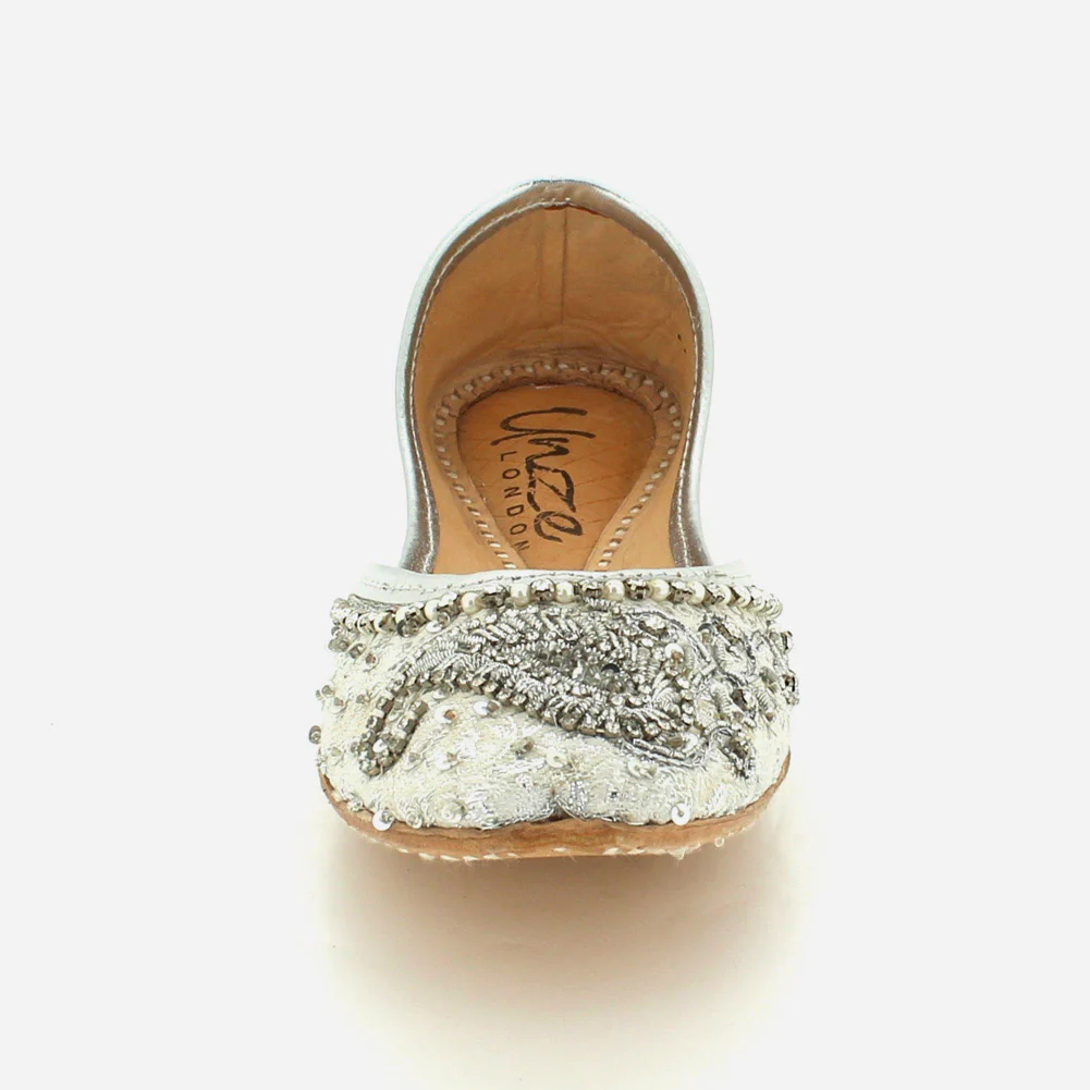 Women “ECRU” Indian Beaded Sequins Tila Flat Khusa - Image 4