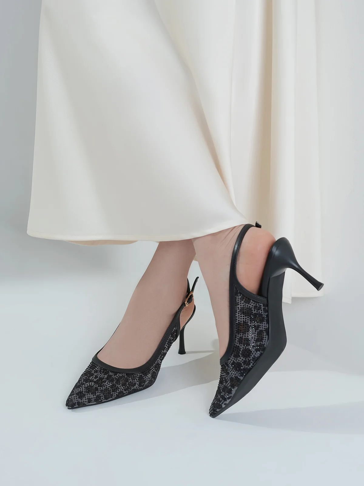 Women "GRACIE" Glamorous Touch Net Sandals - Image 6