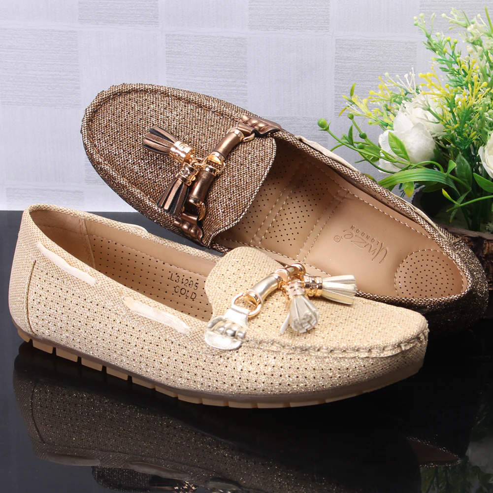 Women "HANA" Stitched Edge Shimmer Textured Tassel Detailed Slip On Casual Moccasins - Image 6