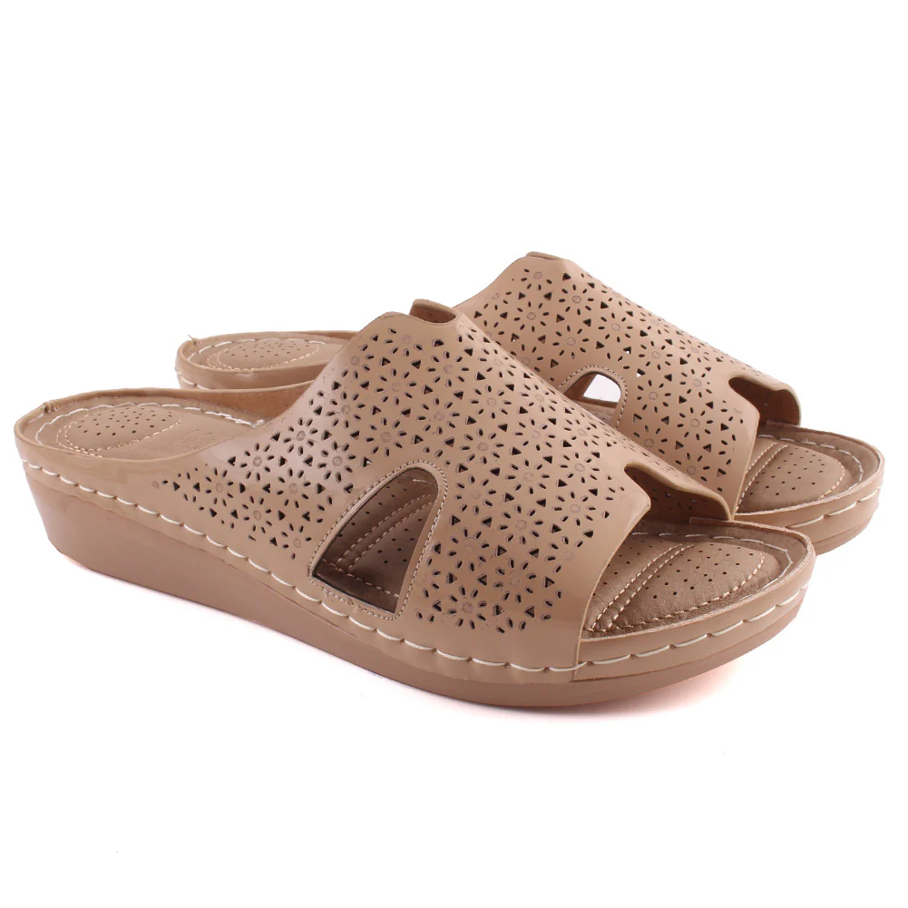 Women “HAYLEE” Open Toe Textured Comfort Wedge Slippers - Image 2