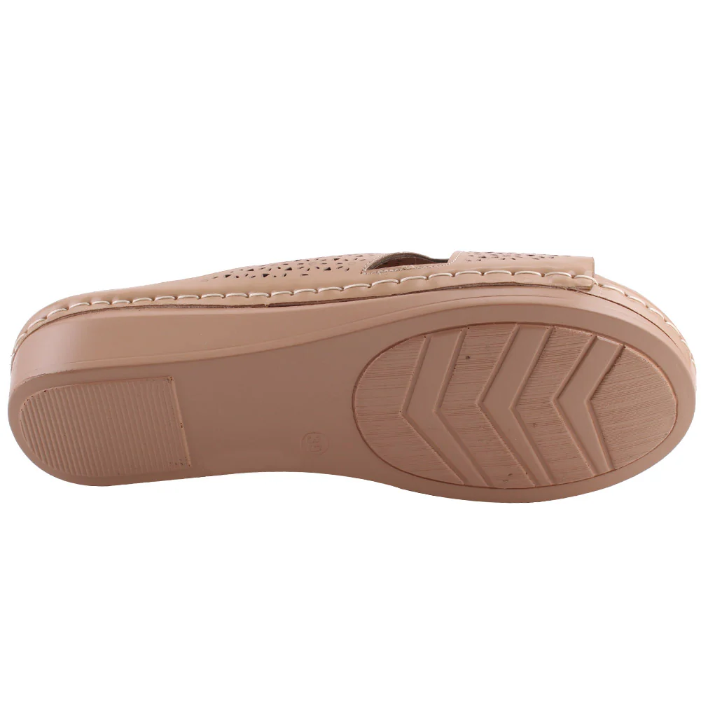 Women “HAYLEE” Open Toe Textured Comfort Wedge Slippers - Image 5