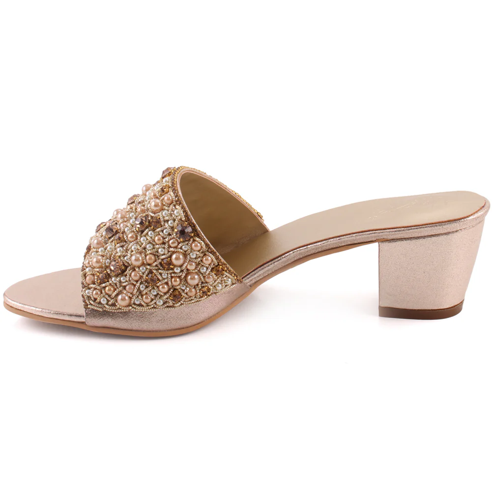 Women “IDRA” Crystal Rhinestone Block Heel Slip On Sandals - Image 3