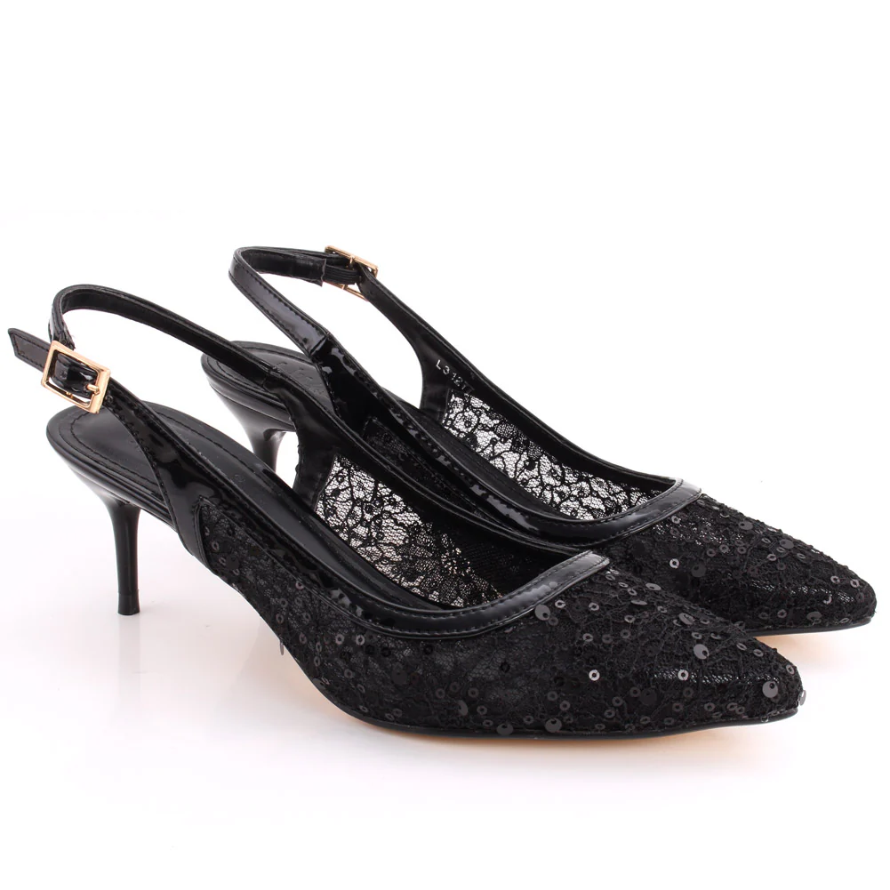 Women “JADE” Pointed Toe Sling Buckle Strap Stiletto Heel Sandals - Image 2