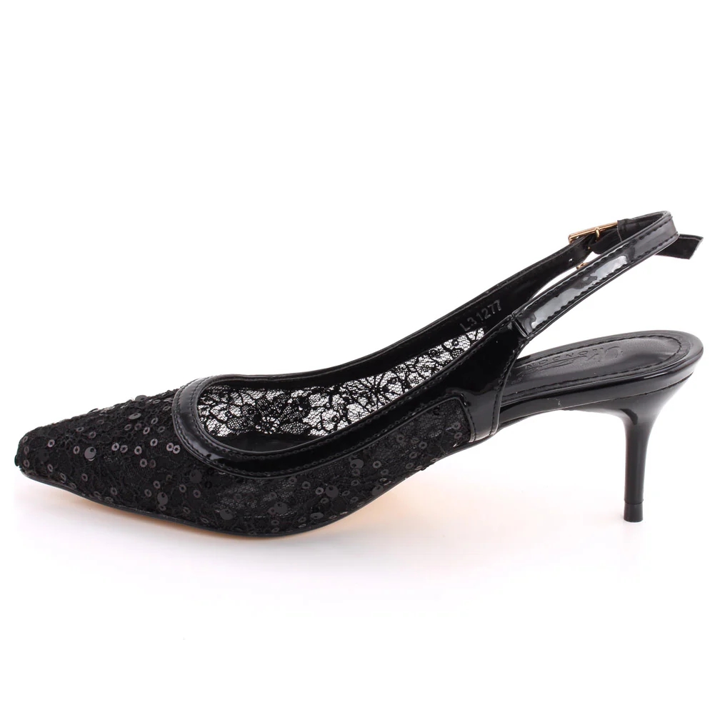 Women “JADE” Pointed Toe Sling Buckle Strap Stiletto Heel Sandals - Image 3