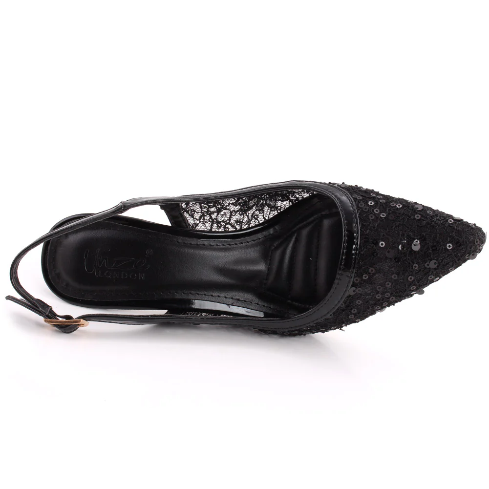 Women “JADE” Pointed Toe Sling Buckle Strap Stiletto Heel Sandals - Image 4