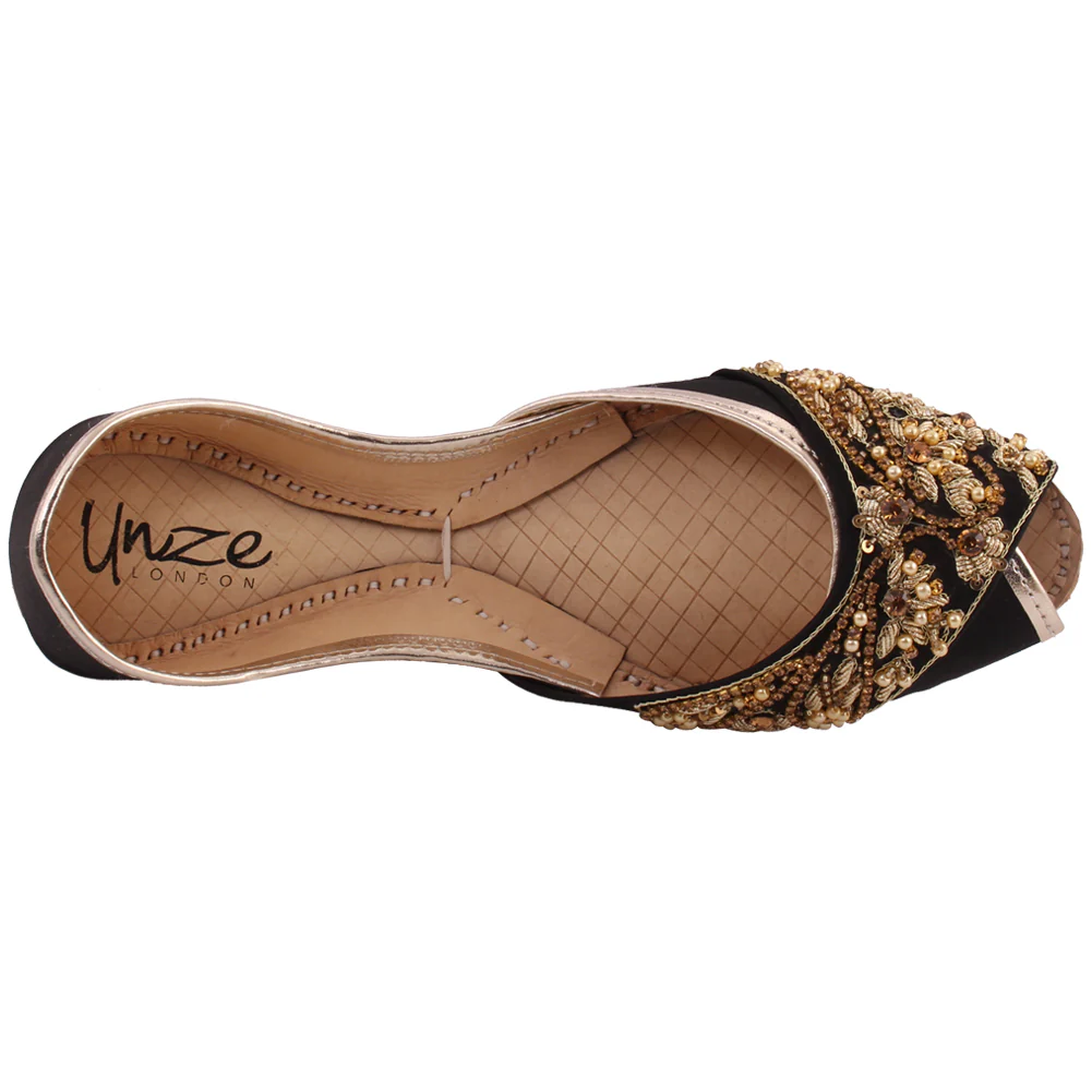 Women “JAEL” Beaded Jamawar Peep Toe Khussa - Image 4