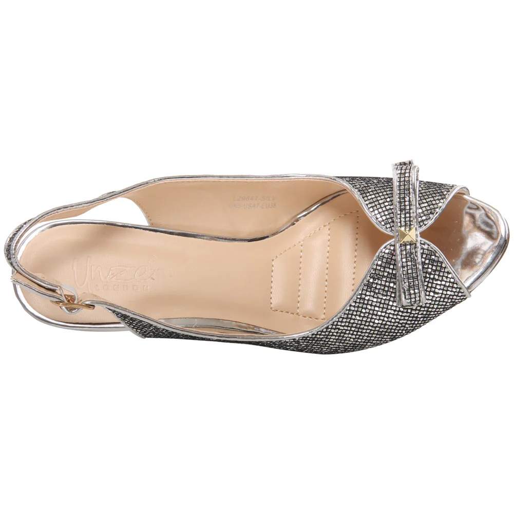 Women “JOI” Sling Back Peep Toe Glitter Sandals - Image 4