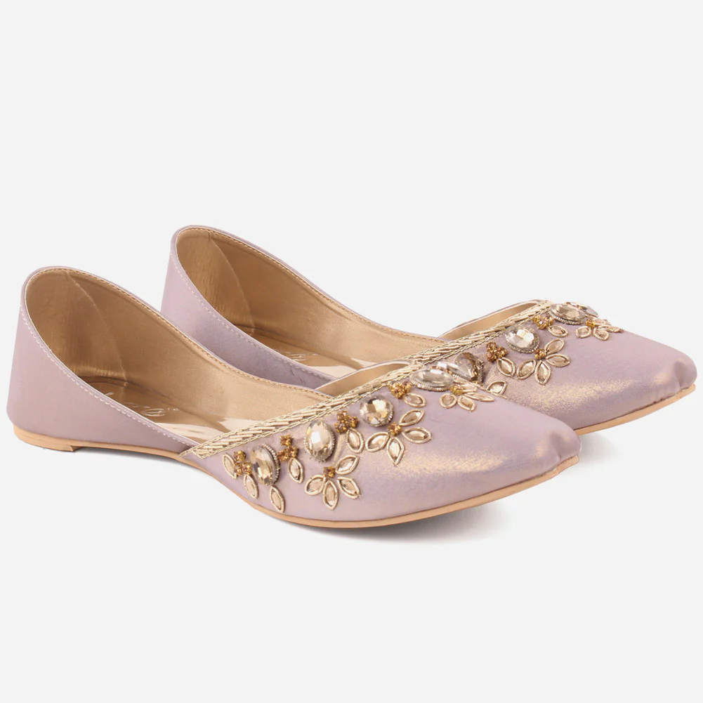 Women KIA" Indian Silky Fabric Slip On Khussa - Image 2