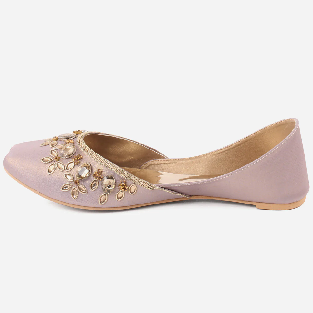 Women KIA" Indian Silky Fabric Slip On Khussa - Image 3