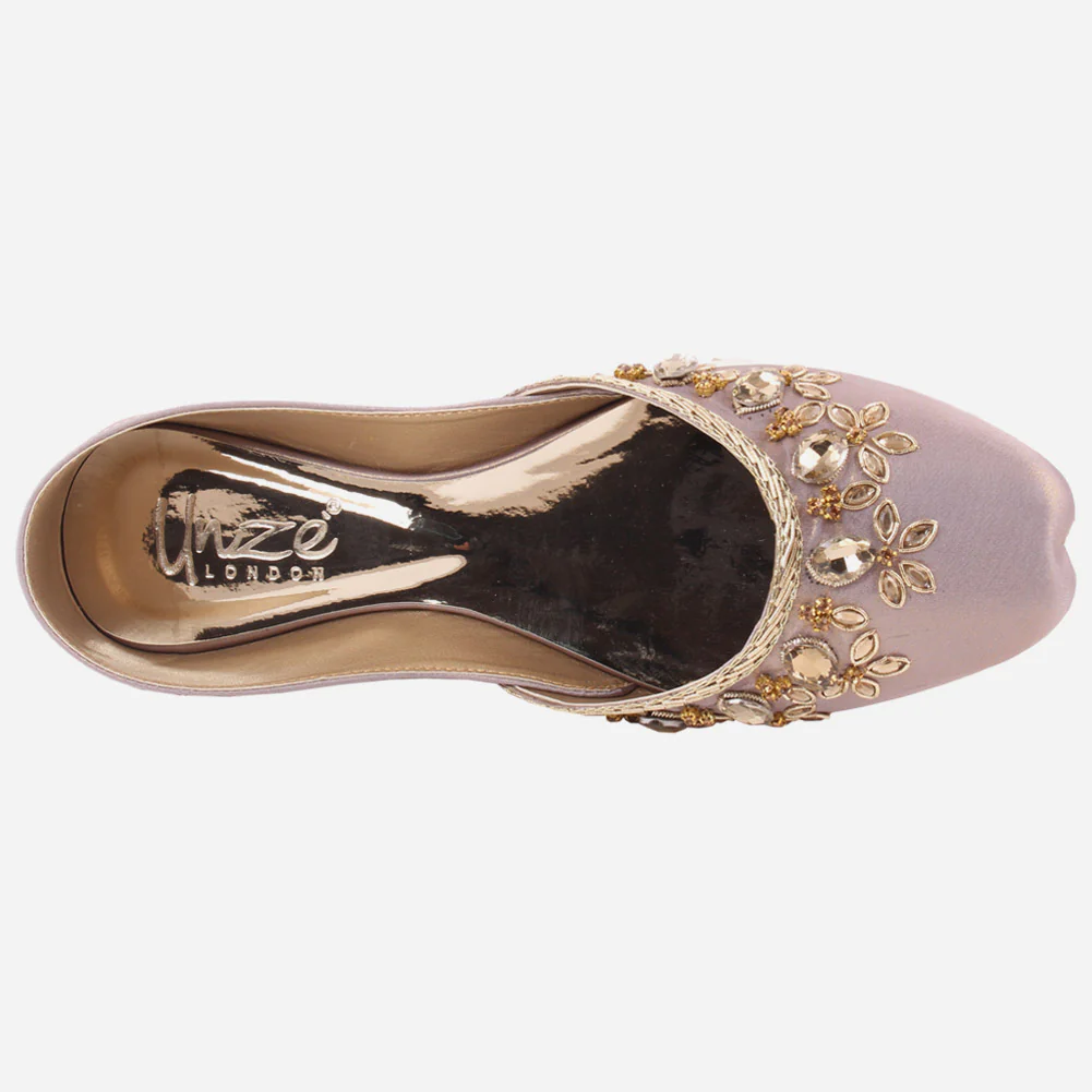 Women KIA" Indian Silky Fabric Slip On Khussa - Image 4