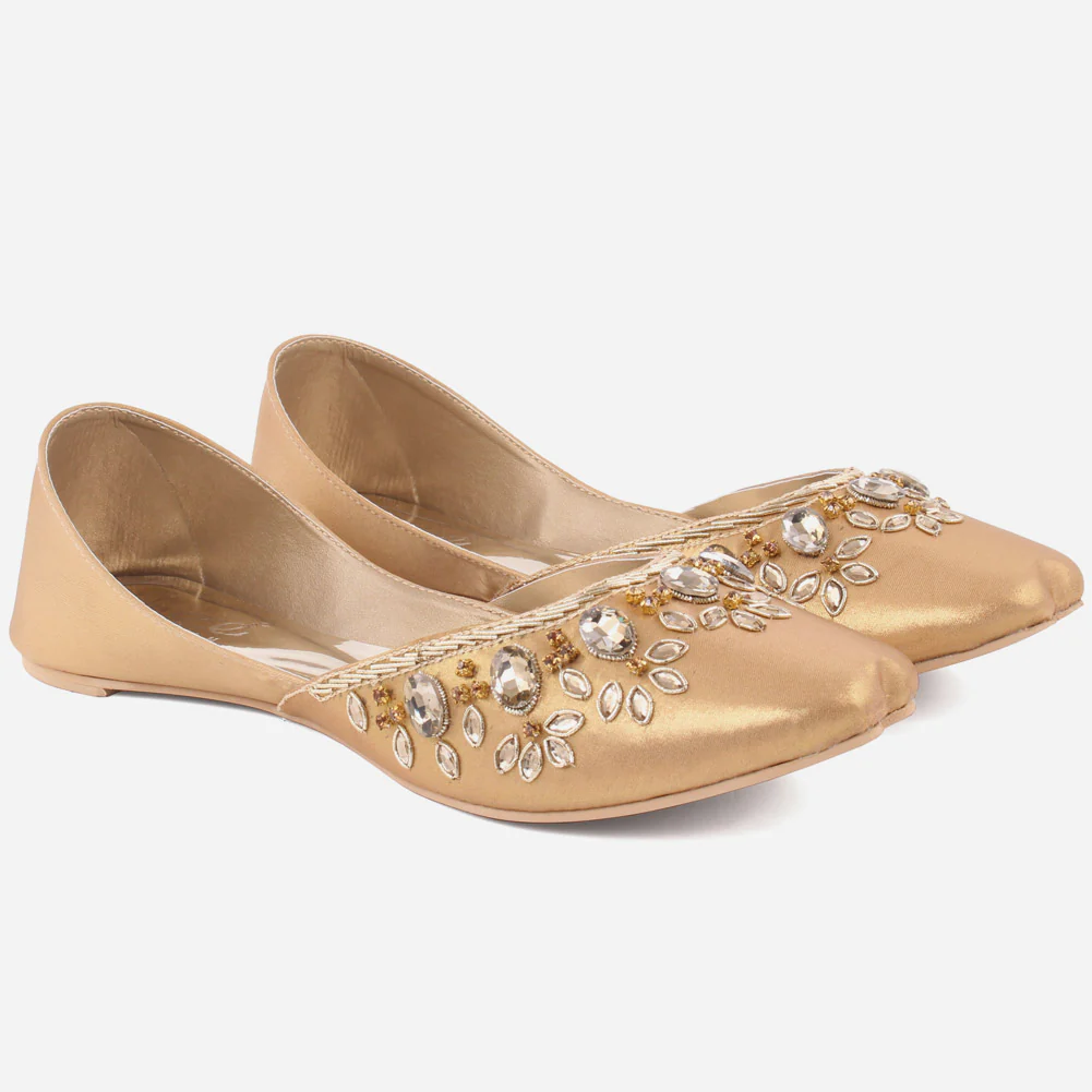 Women KIA" Indian Silky Fabric Slip On Khussa - Image 2