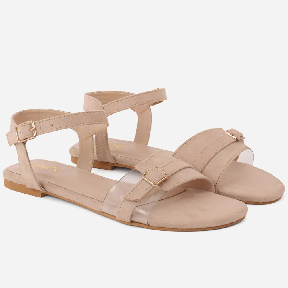 Women "KIM" V Shape Open Toe Ankle Strap Flat Sandals - Image 2