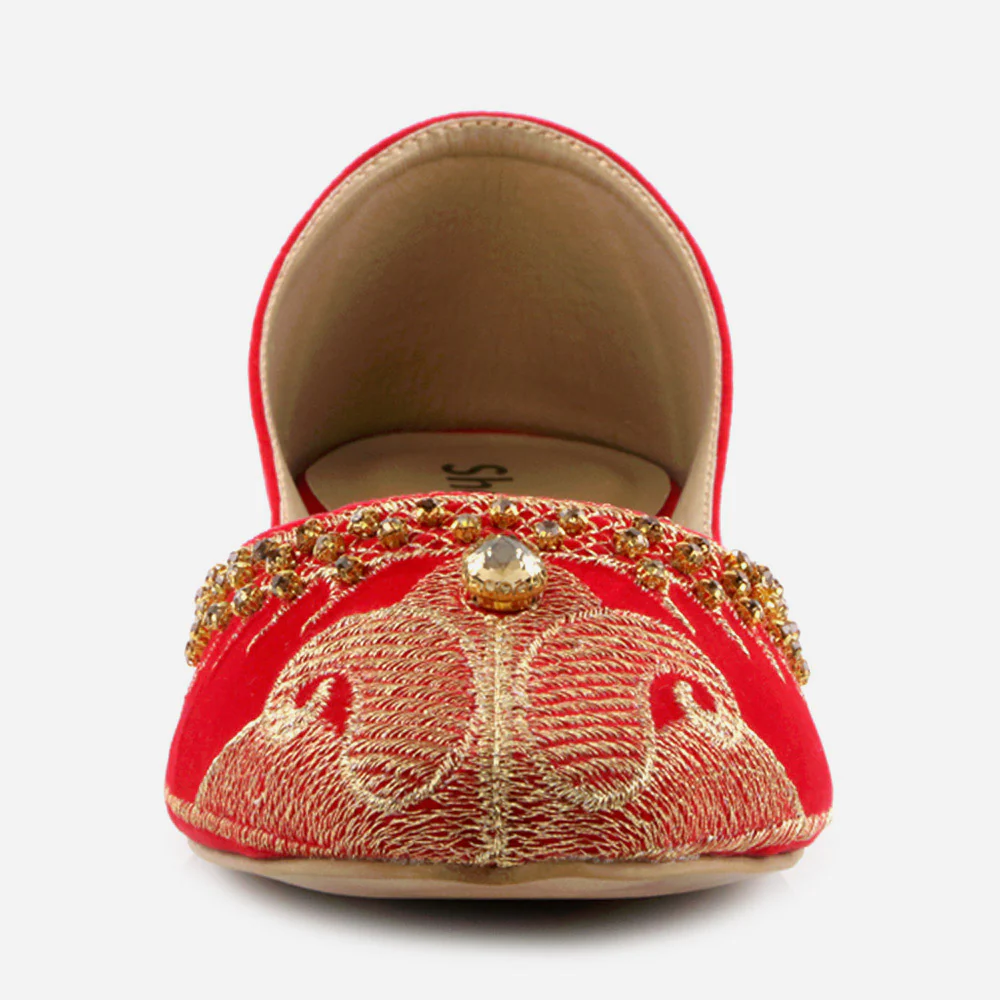 Women Ladies Beads Decorated Ethnic Jotis Mojaris Traditional Indian Slip Ons Evening Party Handmade Leather Khussa Pumps Shoes - Image 4