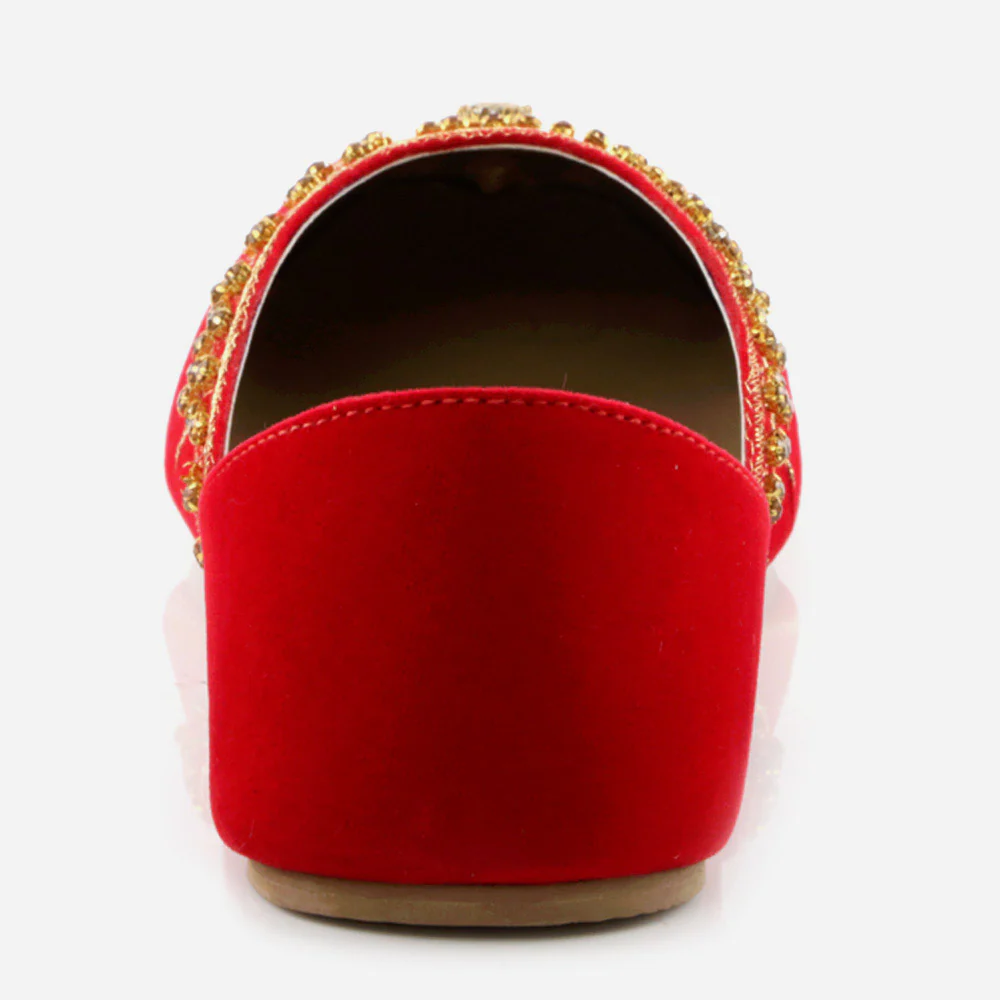 Women Ladies Beads Decorated Ethnic Jotis Mojaris Traditional Indian Slip Ons Evening Party Handmade Leather Khussa Pumps Shoes - Image 5