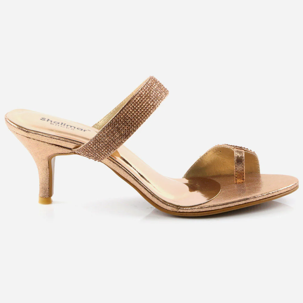 Women Ladies Crystals Adorned Toe Ring Single Bar Stiletto Slide in Party Evening Bridal Comfy Fashion Sandals Shoes - Image 2
