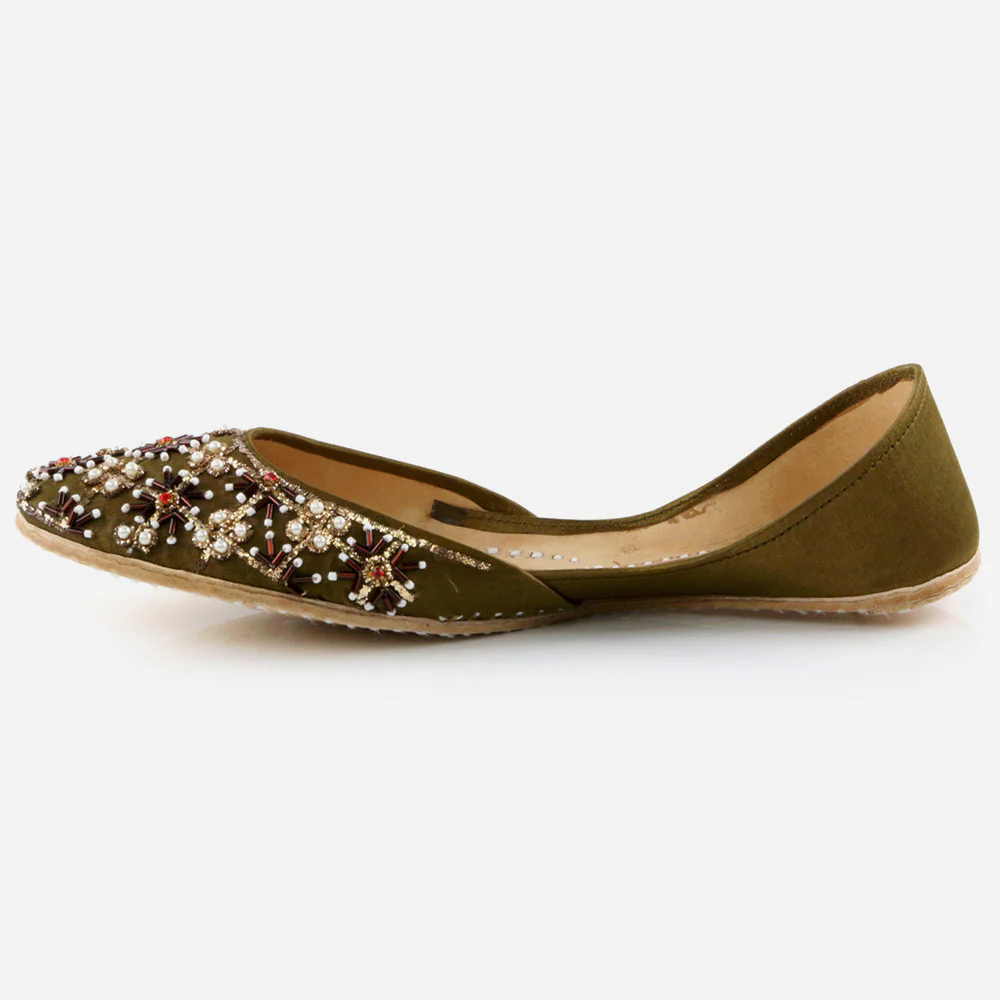 Women Ladies Decorated Jotis Mojaris Traditional Indian Wedding Bridal Slip Ons Evening Party Handmade Leather Khussa Pumps Shoes - Image 3