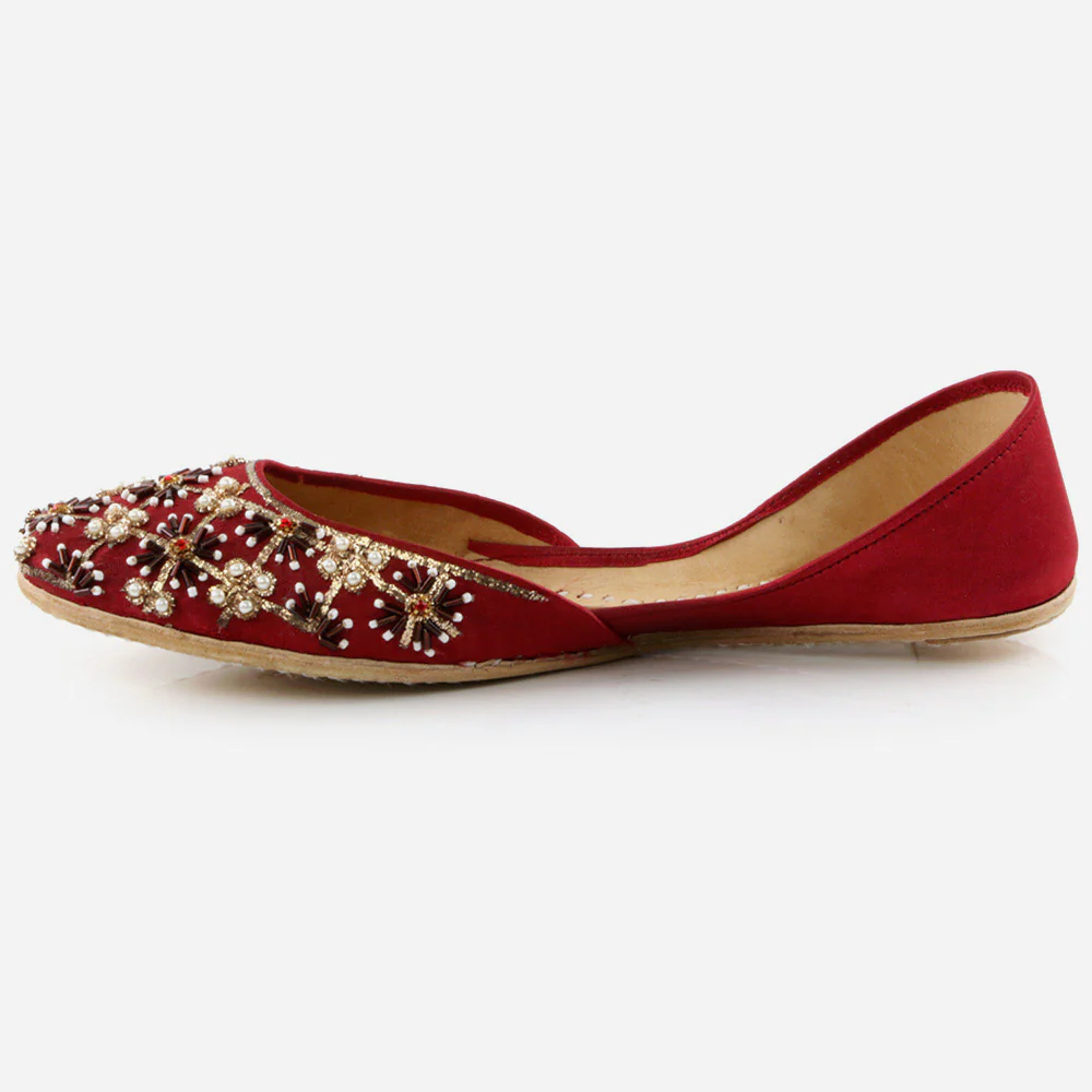 Women Ladies Decorated Jotis Mojaris Traditional Indian Wedding Bridal Slip Ons Evening Party Handmade Leather Khussa Pumps Shoes - Image 3