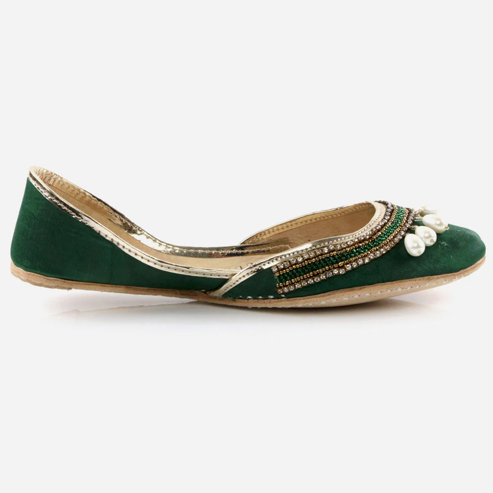 Women Ladies Embellished  Mojaris Traditional Indian Wedding Bridal Slip Ons Evening Party Handmade Leather Khussa Pumps Shoes - Image 2