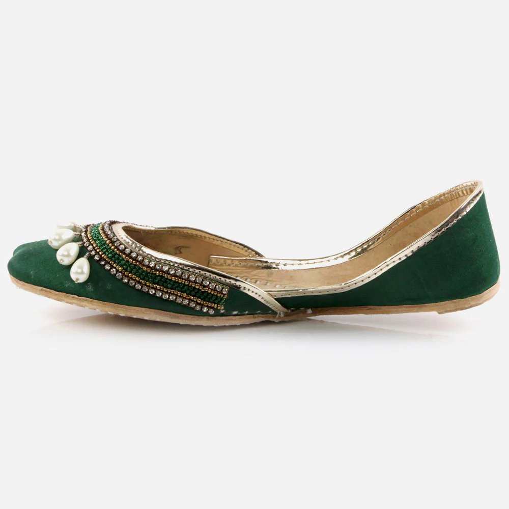 Women Ladies Embellished  Mojaris Traditional Indian Wedding Bridal Slip Ons Evening Party Handmade Leather Khussa Pumps Shoes - Image 3